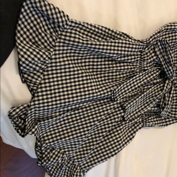 Black & White Plaid Front Tie Romper - Picture 5 of 5
